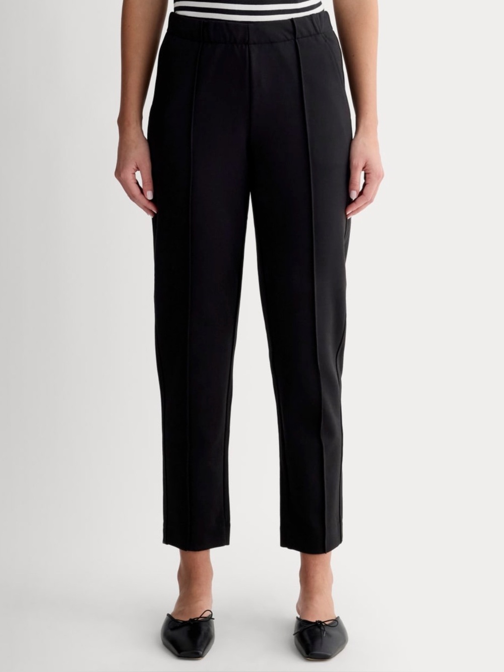 Everlane The Dream Pants Size L Black Drawstring Pull On Ponte Knit Casual